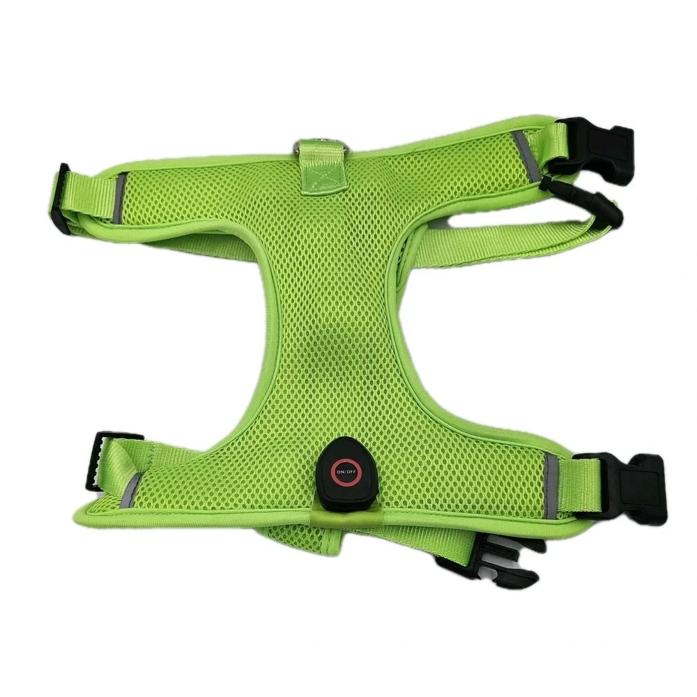 LED Light Up Dog Harness Green 3 Settings Fits Neck 21